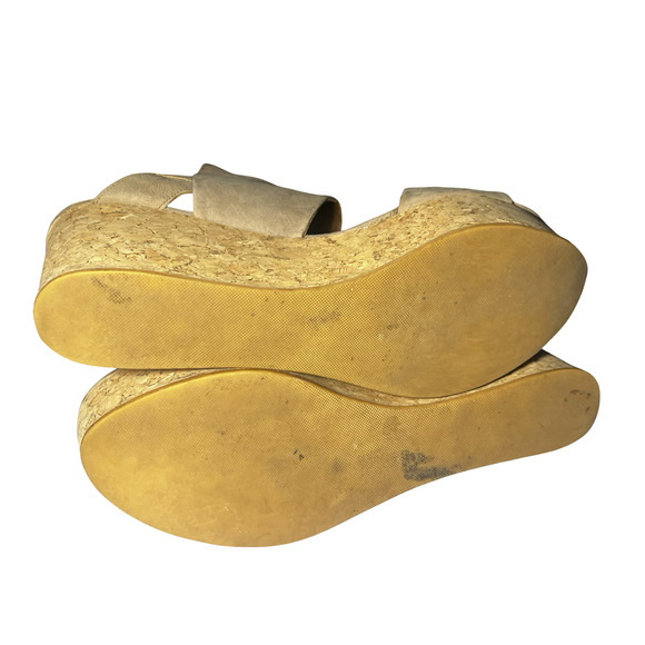 Coclico Sandals Womens Size EU 41 Taupe Leather Wedge Platform Slingback Cork - Picture 8 of 11